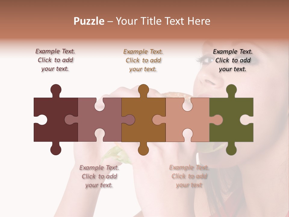 Woman Eating Hamburger PowerPoint Template