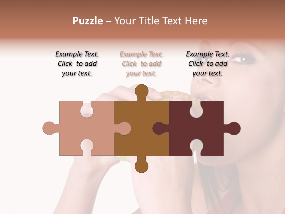 Woman Eating Hamburger PowerPoint Template