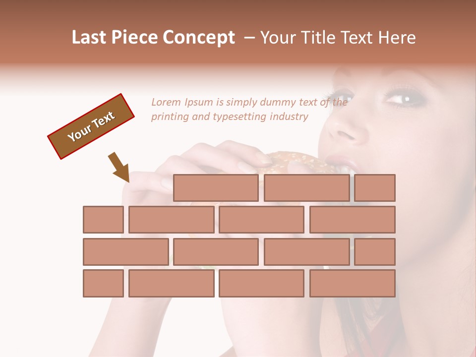 Woman Eating Hamburger PowerPoint Template