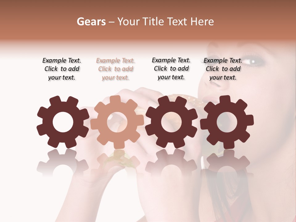 Woman Eating Hamburger PowerPoint Template