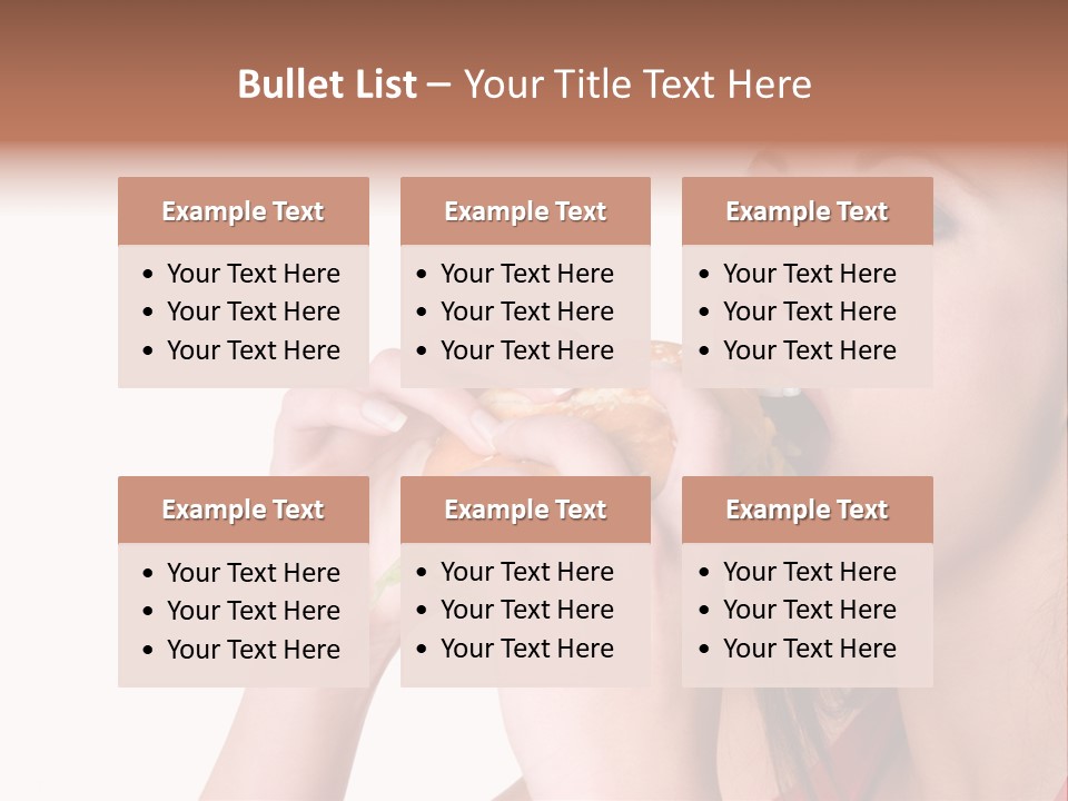 Woman Eating Hamburger PowerPoint Template