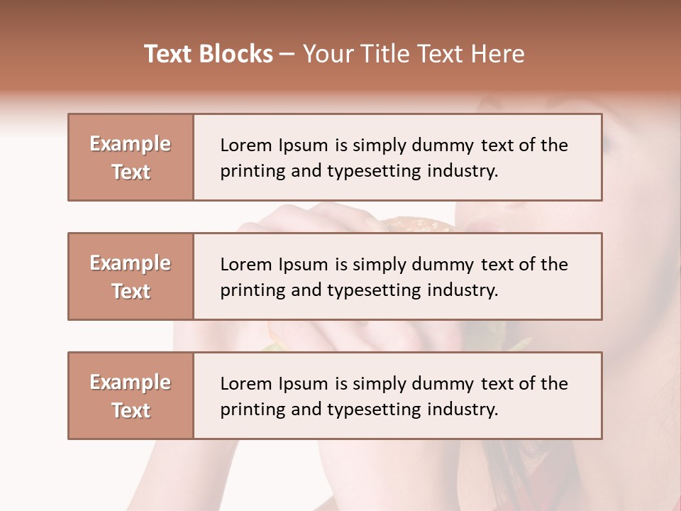 Woman Eating Hamburger PowerPoint Template