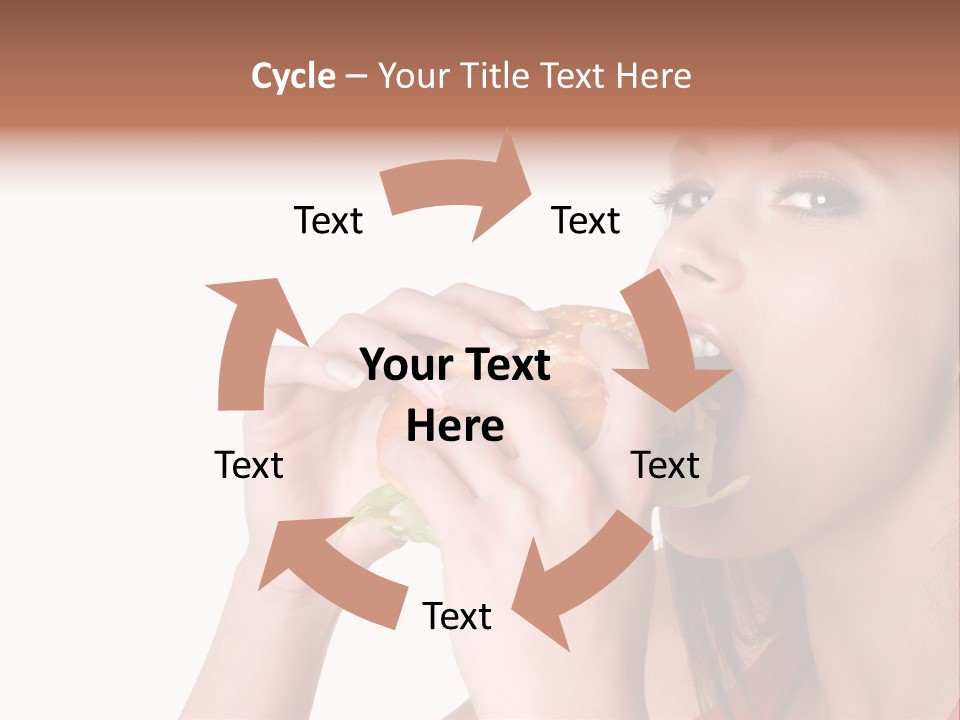 Woman Eating Hamburger PowerPoint Template