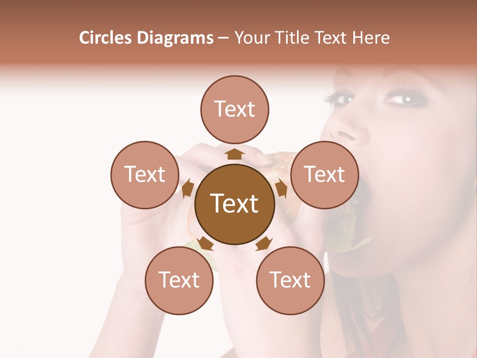 Woman Eating Hamburger PowerPoint Template