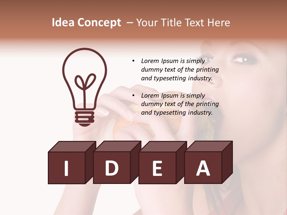 Woman Eating Hamburger PowerPoint Template