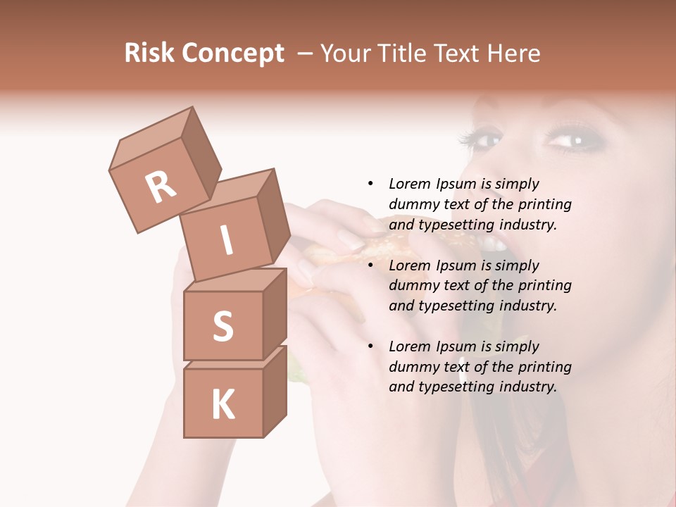 Woman Eating Hamburger PowerPoint Template