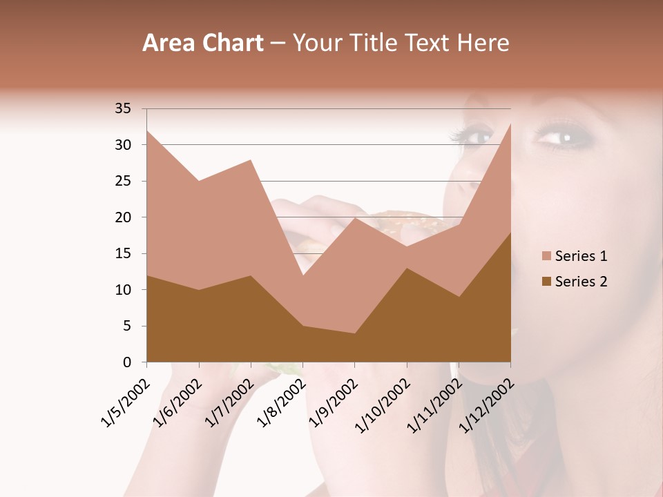 Woman Eating Hamburger PowerPoint Template
