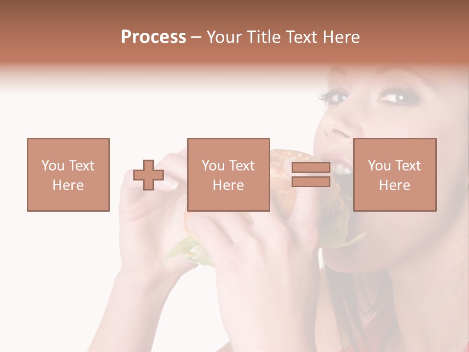 Woman Eating Hamburger PowerPoint Template