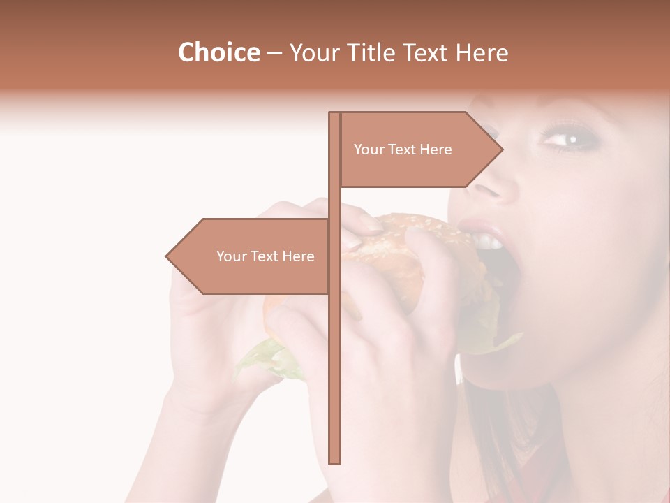 Woman Eating Hamburger PowerPoint Template