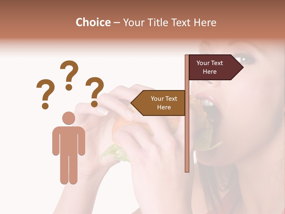 Woman Eating Hamburger PowerPoint Template