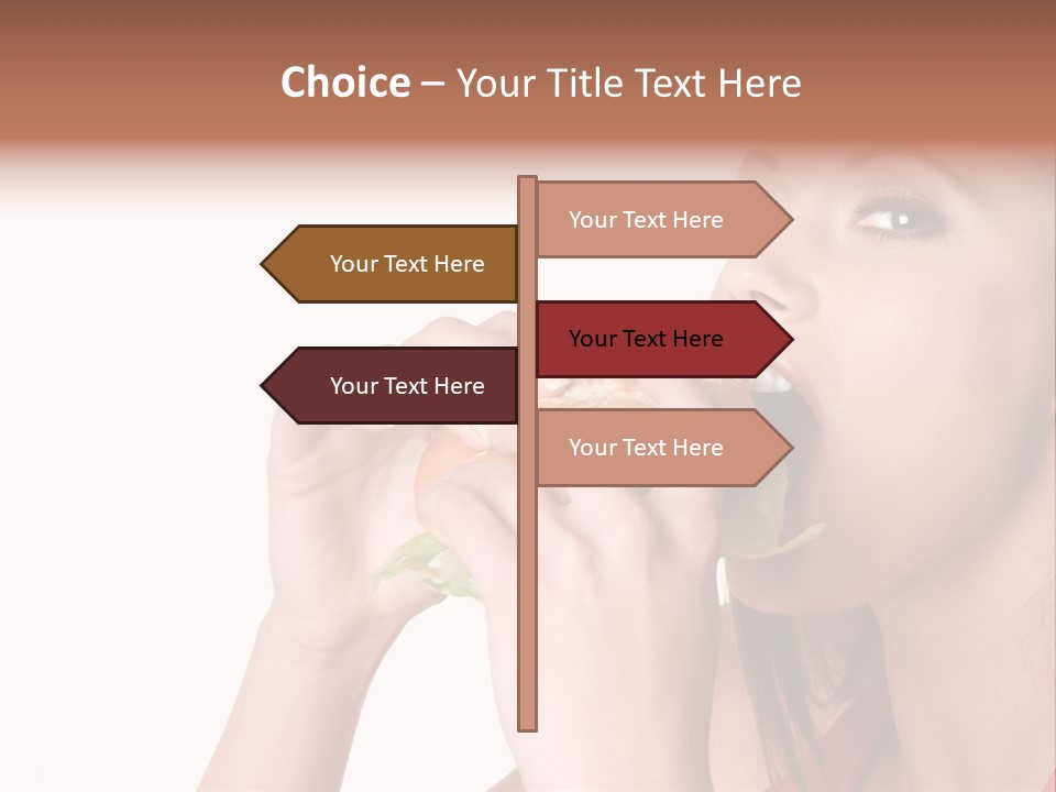 Woman Eating Hamburger PowerPoint Template