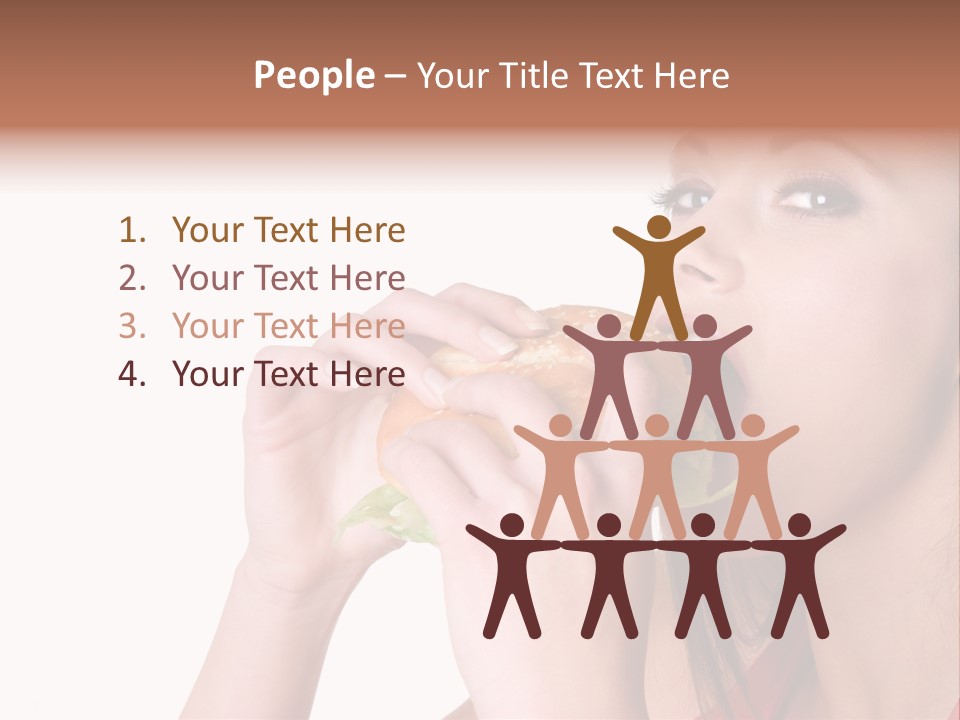 Woman Eating Hamburger PowerPoint Template
