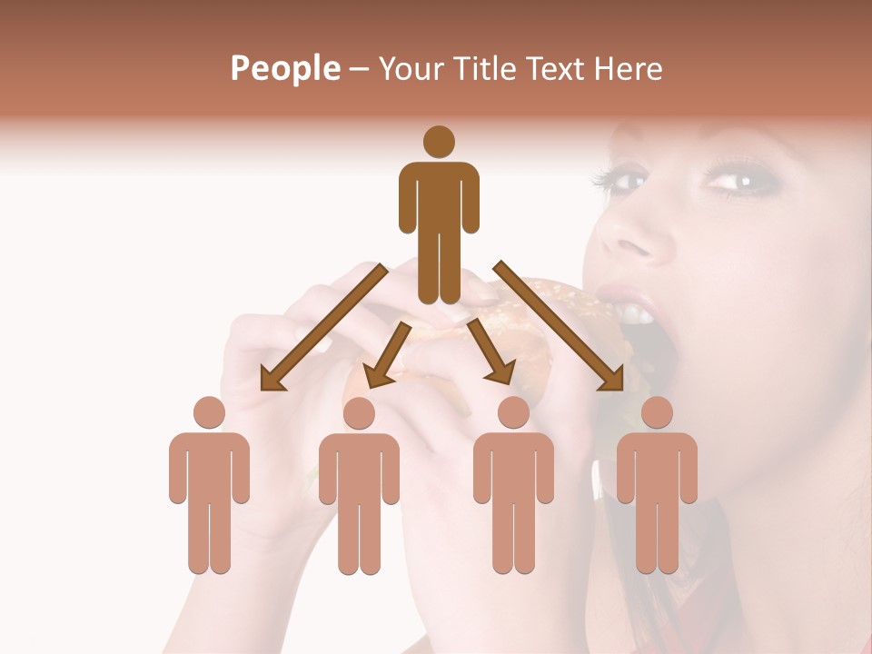 Woman Eating Hamburger PowerPoint Template