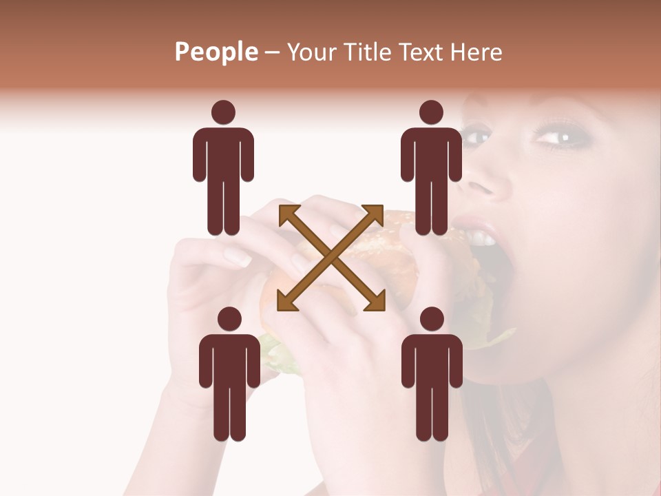 Woman Eating Hamburger PowerPoint Template