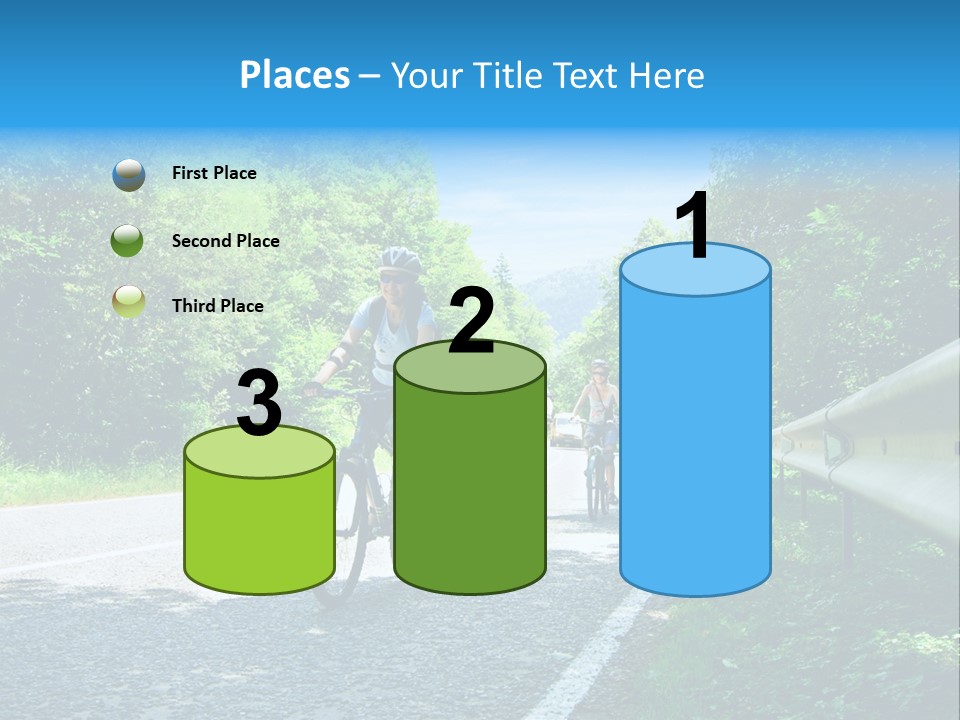 Three Bikers On Forest Road PowerPoint Template