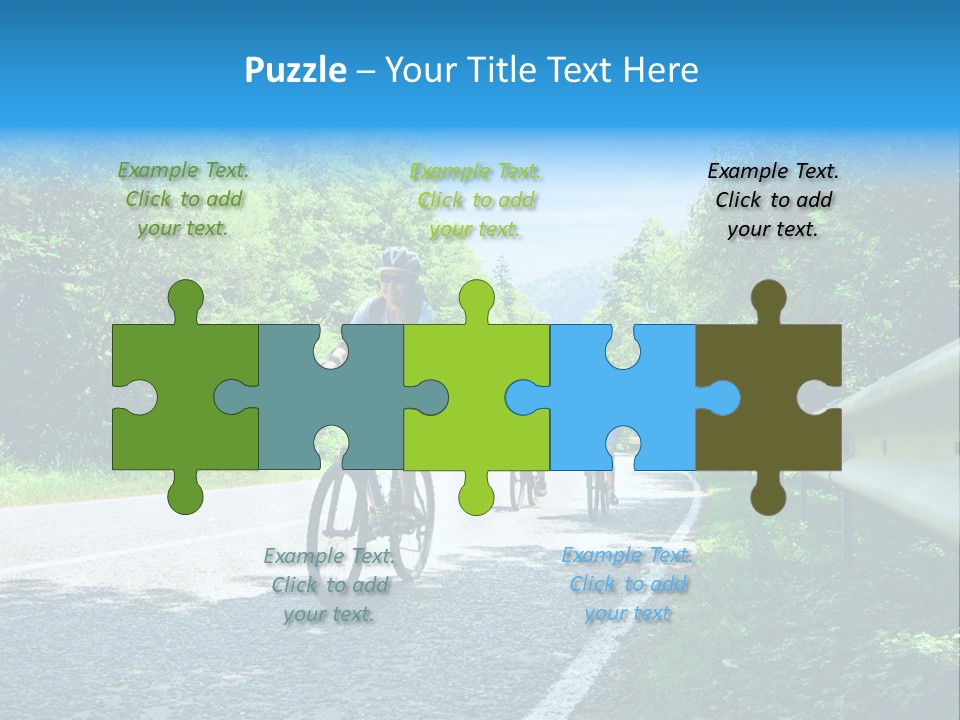 Three Bikers On Forest Road PowerPoint Template