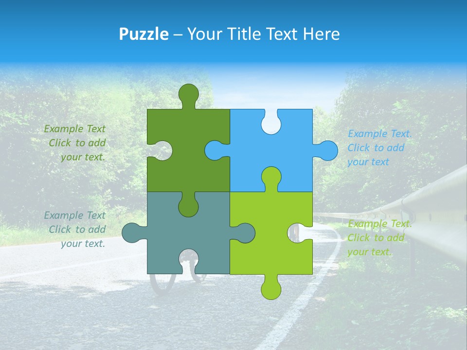 Three Bikers On Forest Road PowerPoint Template