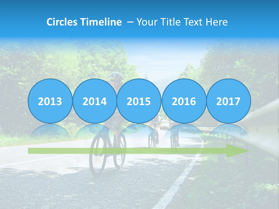 Three Bikers On Forest Road PowerPoint Template