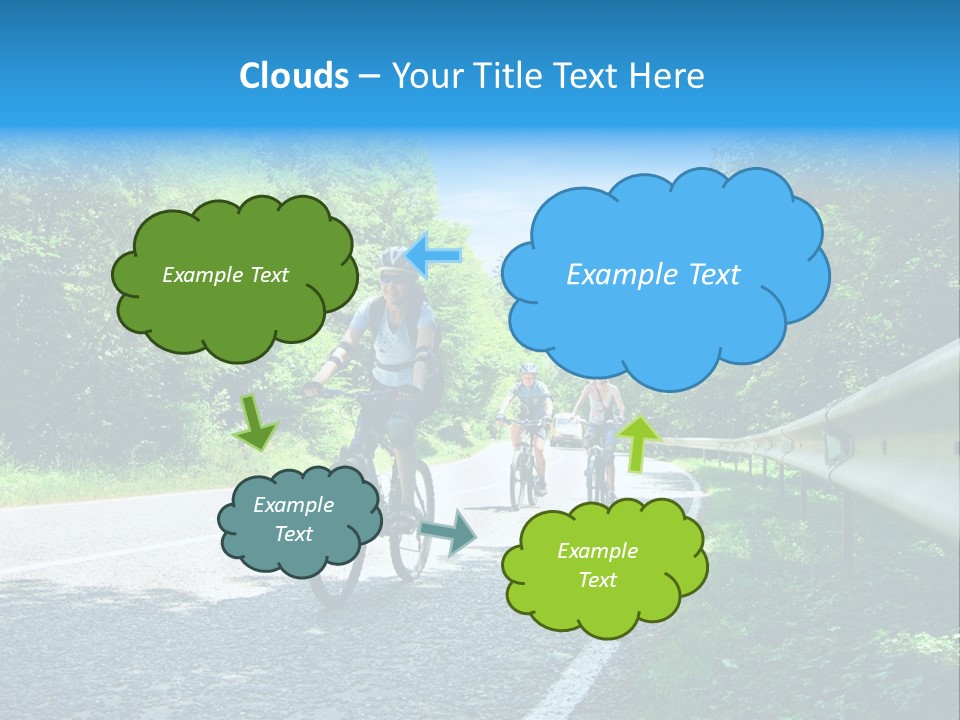 Three Bikers On Forest Road PowerPoint Template