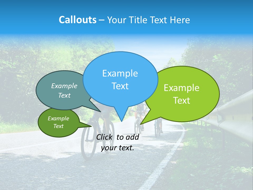 Three Bikers On Forest Road PowerPoint Template