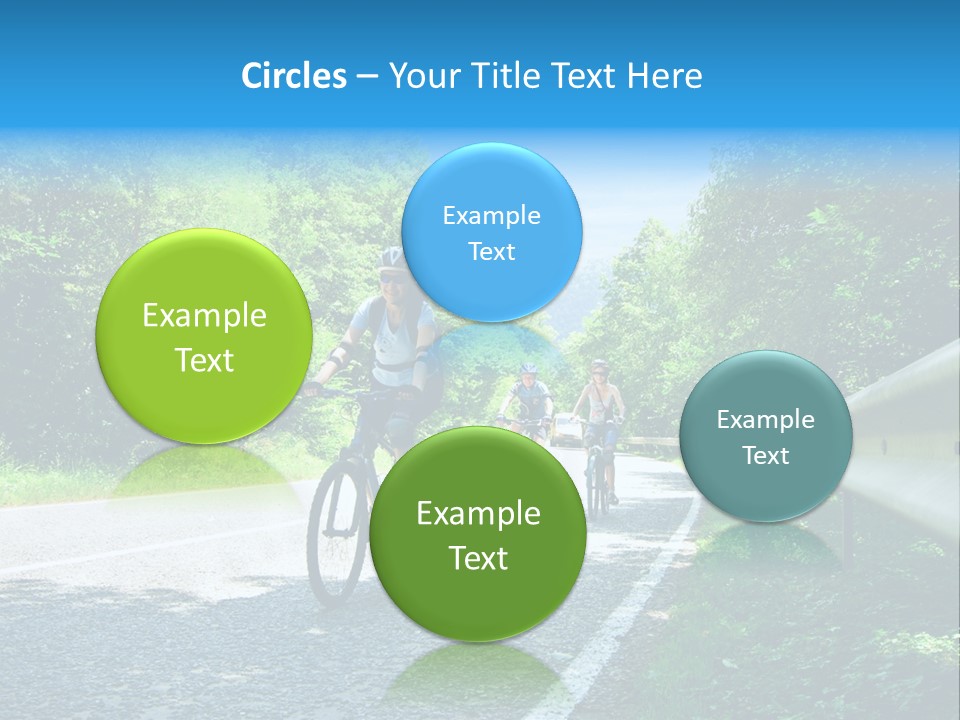 Three Bikers On Forest Road PowerPoint Template