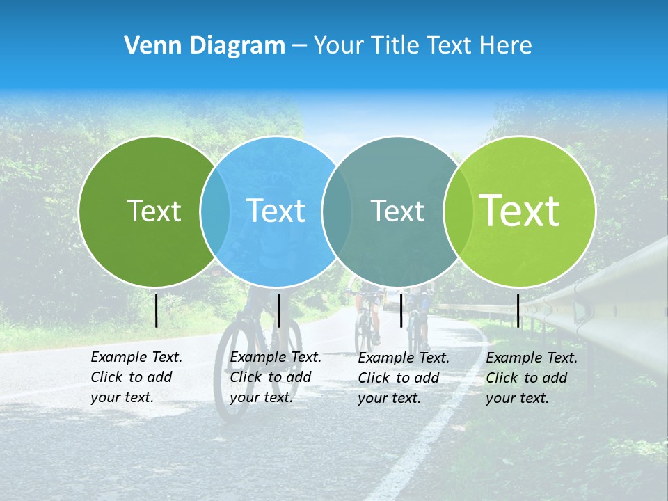 Three Bikers On Forest Road PowerPoint Template