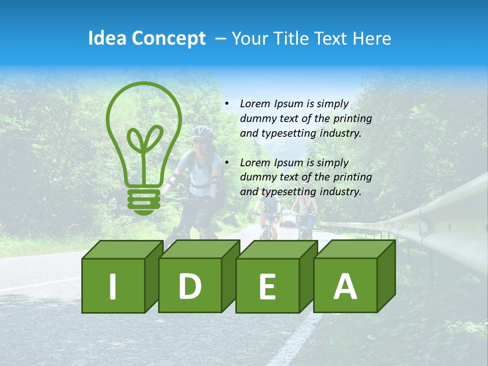 Three Bikers On Forest Road PowerPoint Template