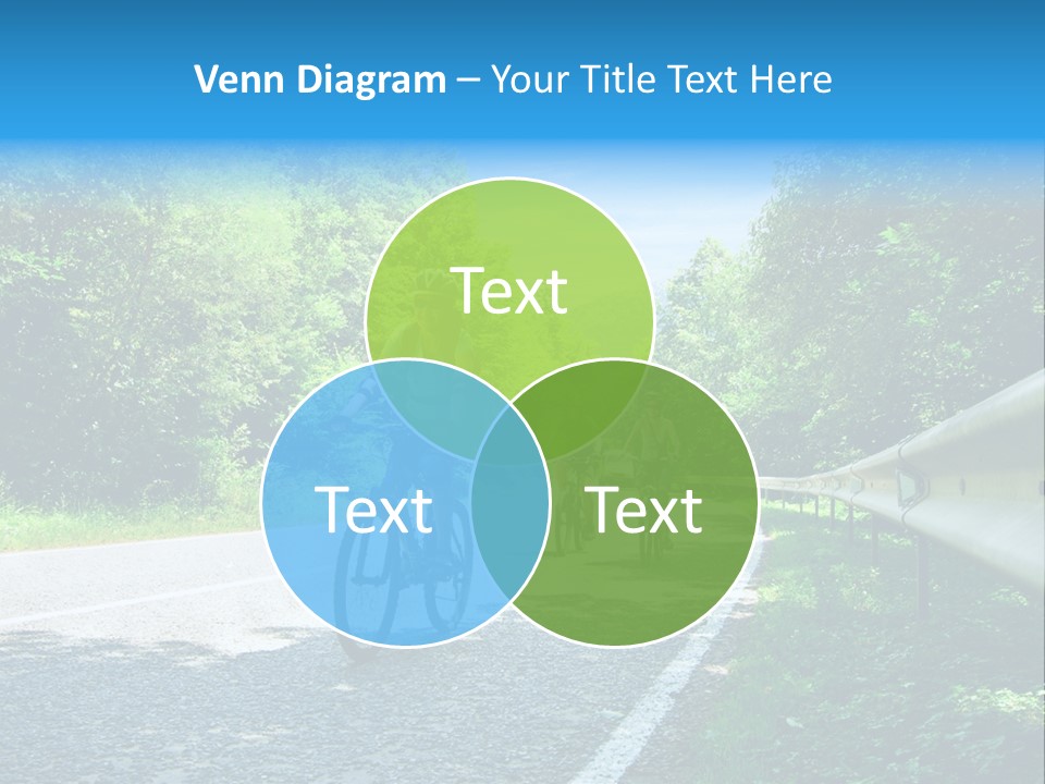 Three Bikers On Forest Road PowerPoint Template