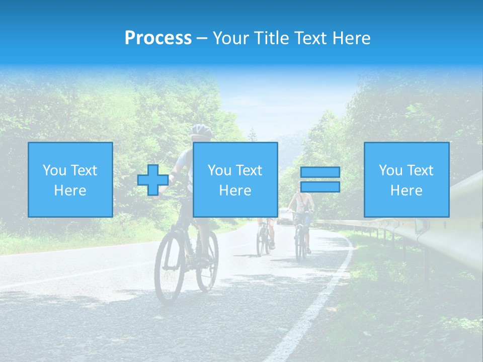 Three Bikers On Forest Road PowerPoint Template