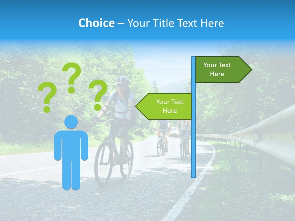 Three Bikers On Forest Road PowerPoint Template