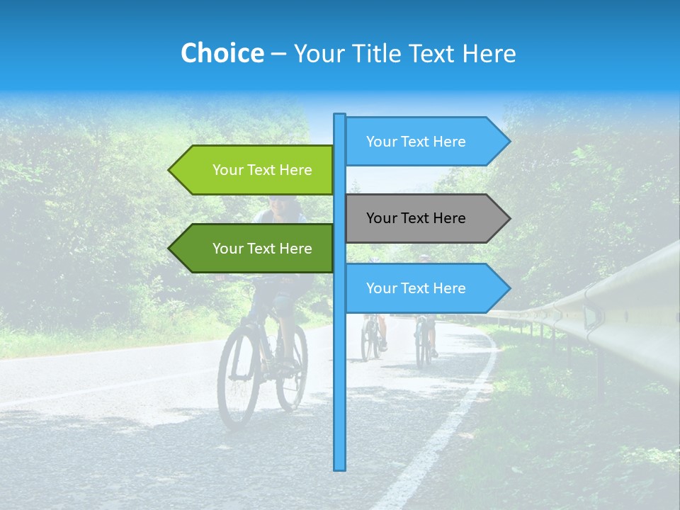 Three Bikers On Forest Road PowerPoint Template