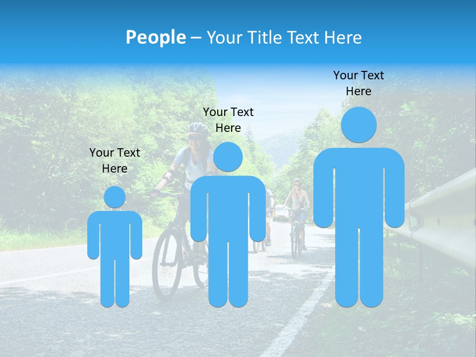 Three Bikers On Forest Road PowerPoint Template