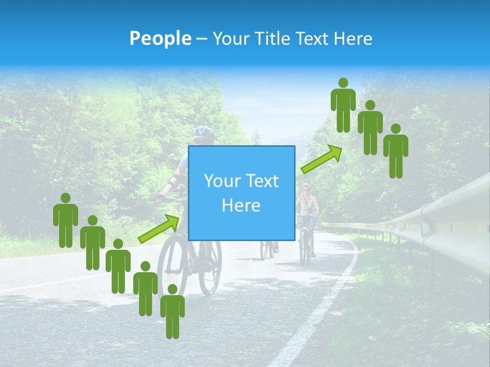 Three Bikers On Forest Road PowerPoint Template