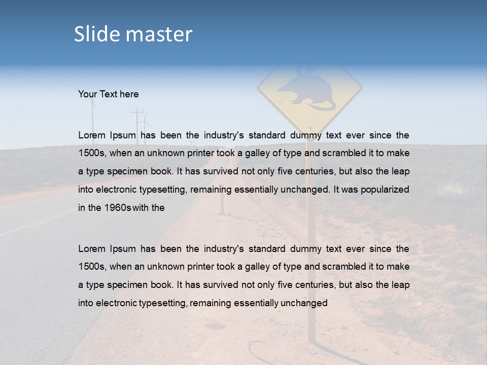 Warning Bandicoot Road Sign Standing Beside A Road In Western Australia. In Background Electric Generating Windmills. Australia PowerPoint Template