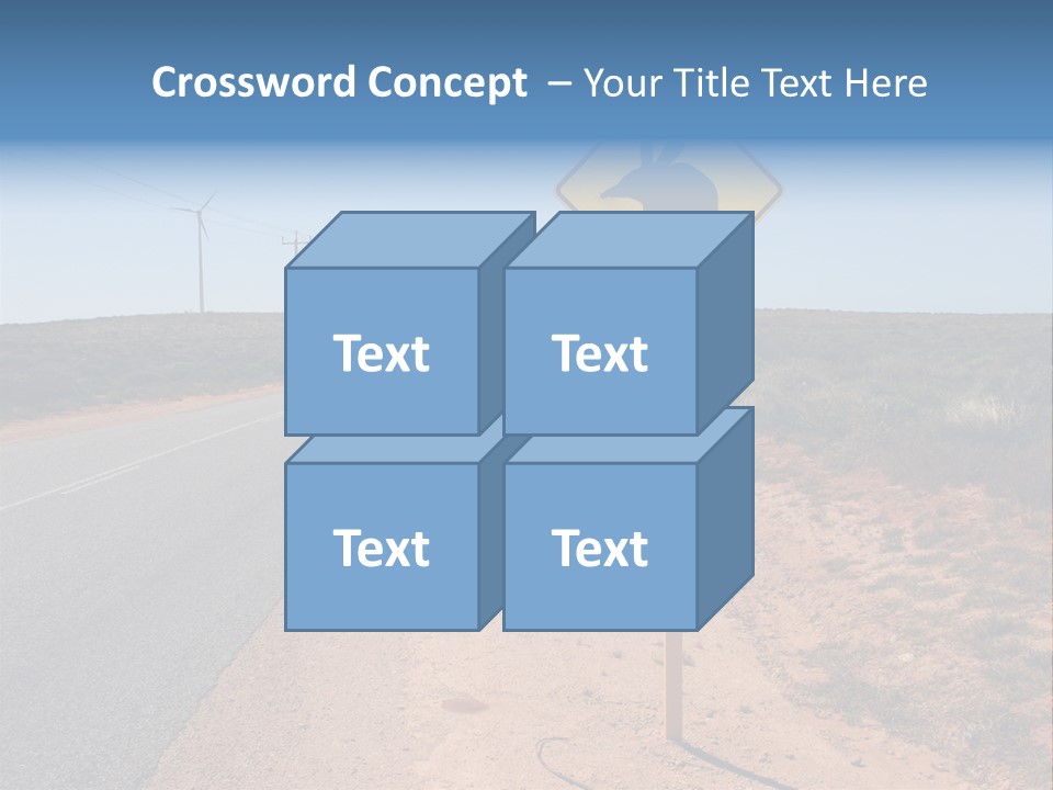 Warning Bandicoot Road Sign Standing Beside A Road In Western Australia. In Background Electric Generating Windmills. Australia PowerPoint Template