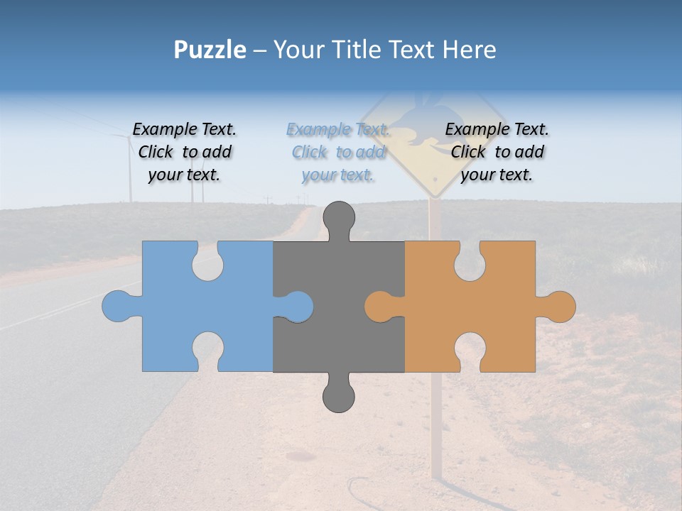 Warning Bandicoot Road Sign Standing Beside A Road In Western Australia. In Background Electric Generating Windmills. Australia PowerPoint Template