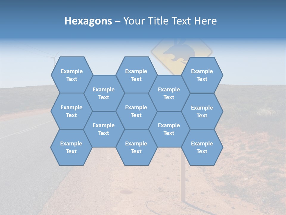 Warning Bandicoot Road Sign Standing Beside A Road In Western Australia. In Background Electric Generating Windmills. Australia PowerPoint Template