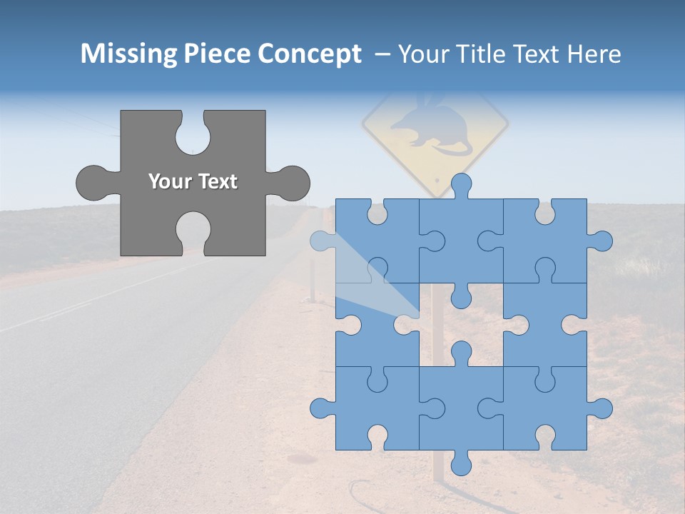 Warning Bandicoot Road Sign Standing Beside A Road In Western Australia. In Background Electric Generating Windmills. Australia PowerPoint Template