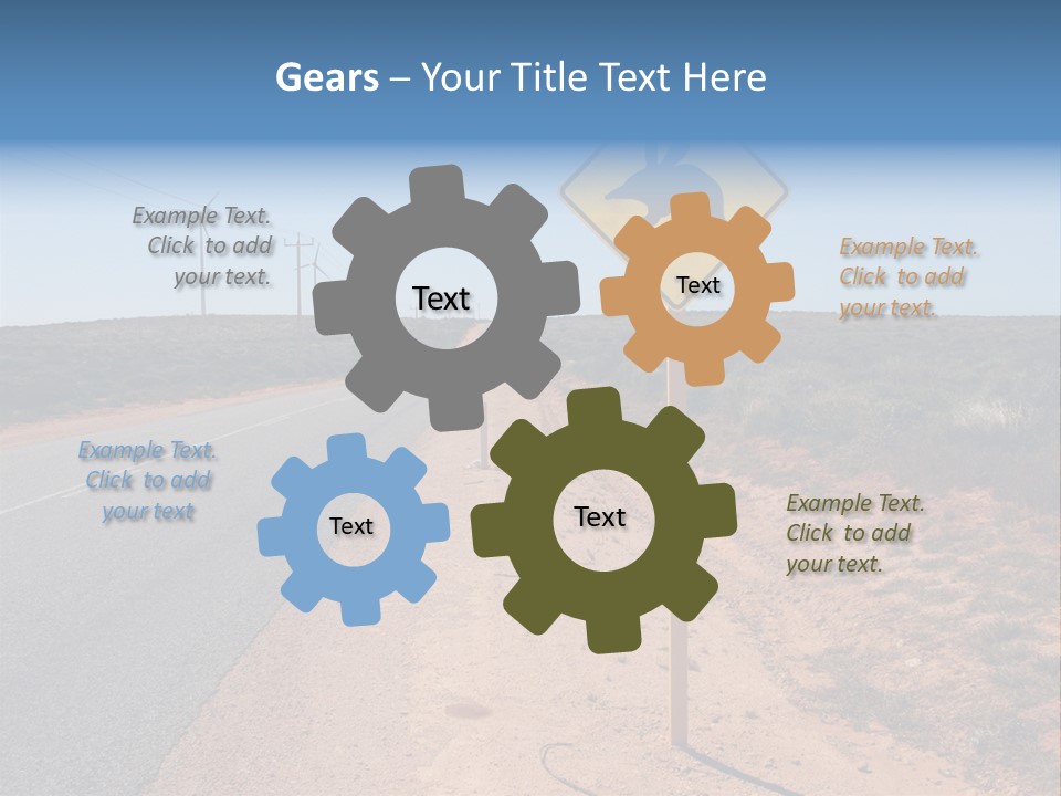 Warning Bandicoot Road Sign Standing Beside A Road In Western Australia. In Background Electric Generating Windmills. Australia PowerPoint Template
