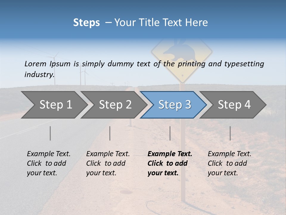 Warning Bandicoot Road Sign Standing Beside A Road In Western Australia. In Background Electric Generating Windmills. Australia PowerPoint Template