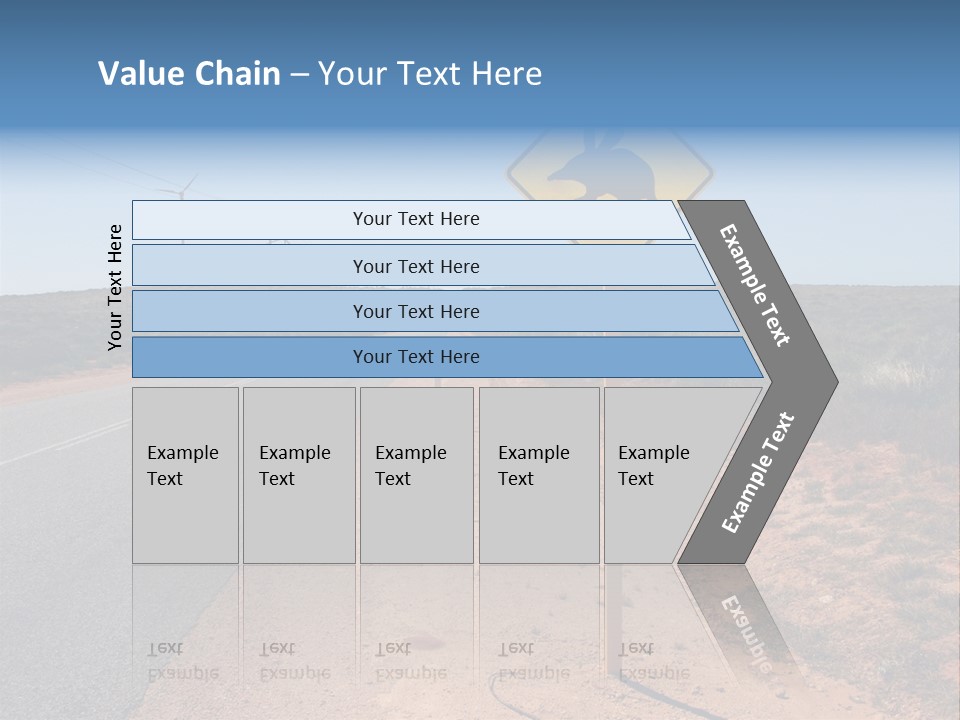 Warning Bandicoot Road Sign Standing Beside A Road In Western Australia. In Background Electric Generating Windmills. Australia PowerPoint Template
