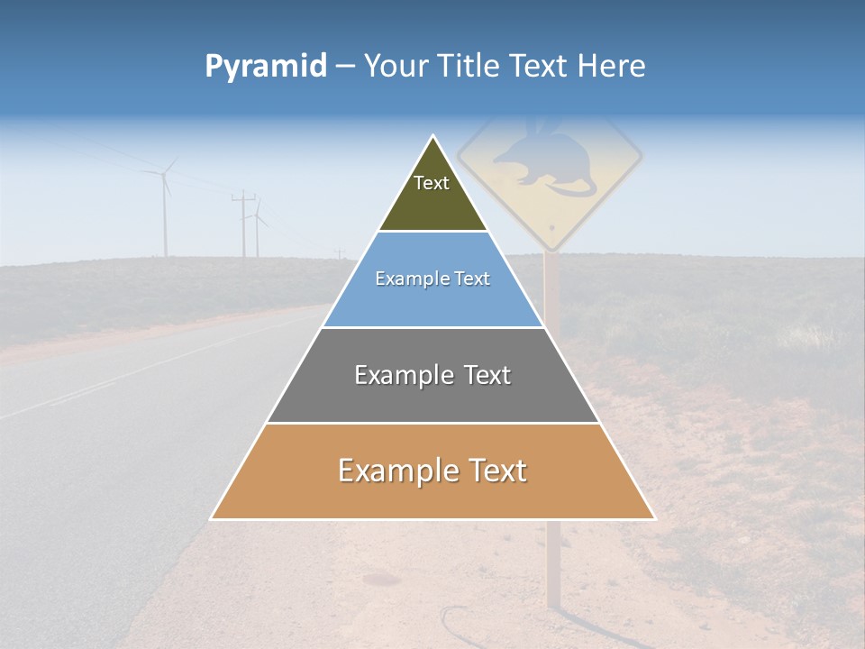 Warning Bandicoot Road Sign Standing Beside A Road In Western Australia. In Background Electric Generating Windmills. Australia PowerPoint Template