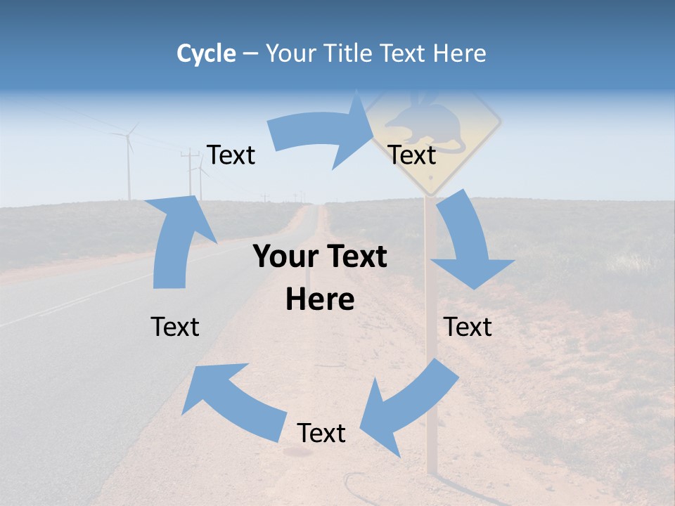 Warning Bandicoot Road Sign Standing Beside A Road In Western Australia. In Background Electric Generating Windmills. Australia PowerPoint Template