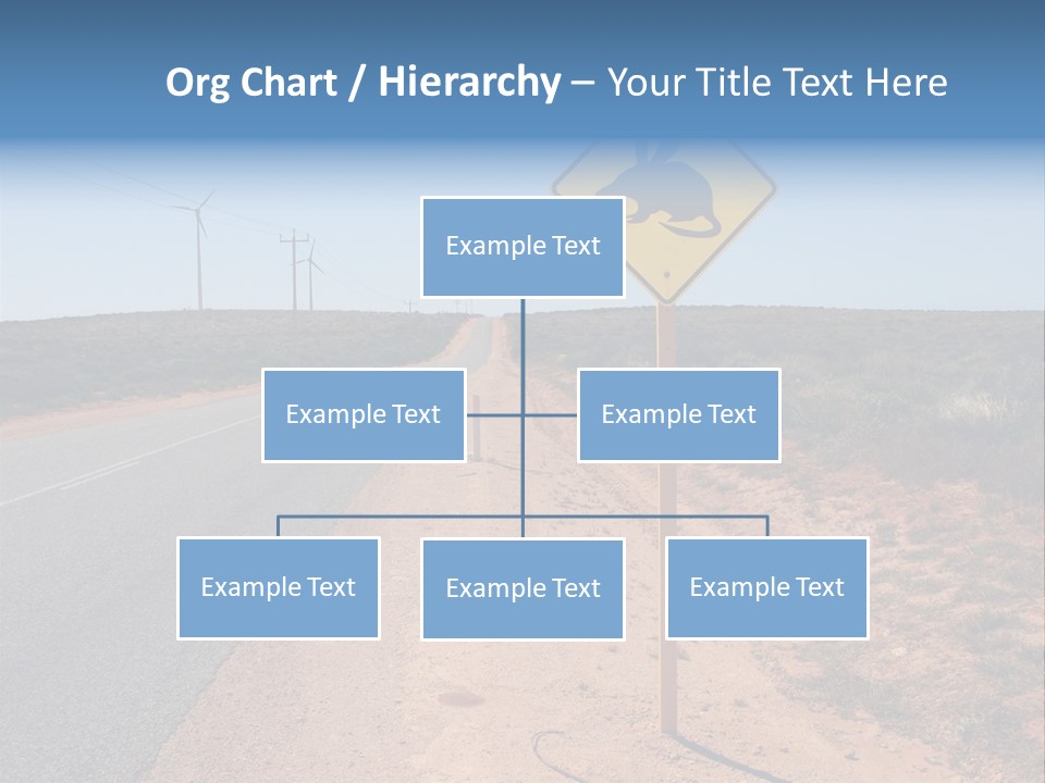 Warning Bandicoot Road Sign Standing Beside A Road In Western Australia. In Background Electric Generating Windmills. Australia PowerPoint Template