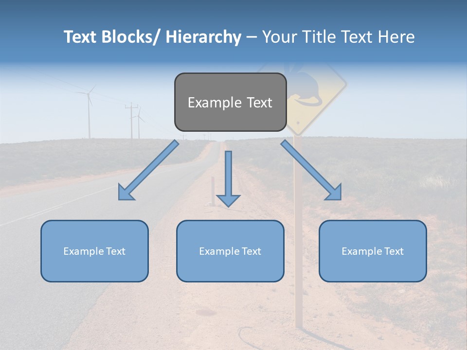 Warning Bandicoot Road Sign Standing Beside A Road In Western Australia. In Background Electric Generating Windmills. Australia PowerPoint Template