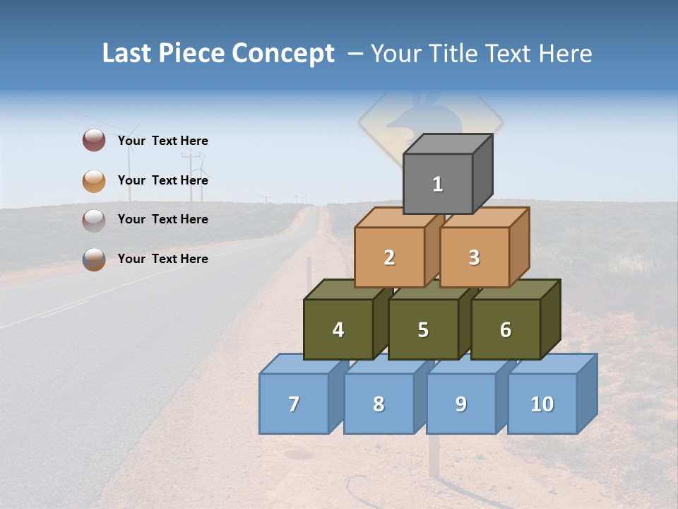 Warning Bandicoot Road Sign Standing Beside A Road In Western Australia. In Background Electric Generating Windmills. Australia PowerPoint Template
