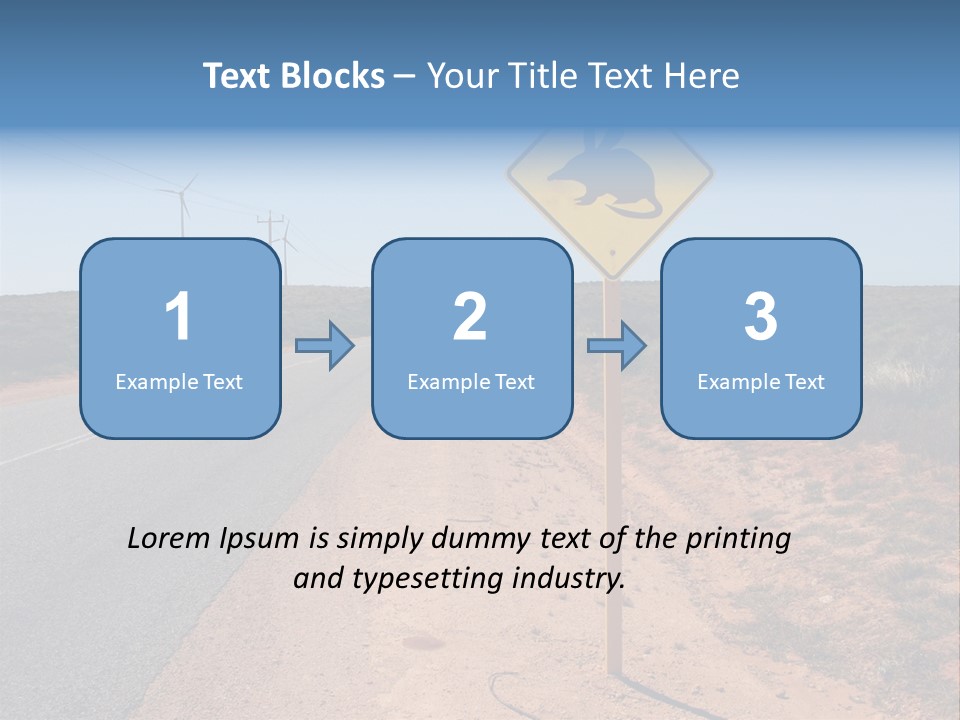Warning Bandicoot Road Sign Standing Beside A Road In Western Australia. In Background Electric Generating Windmills. Australia PowerPoint Template