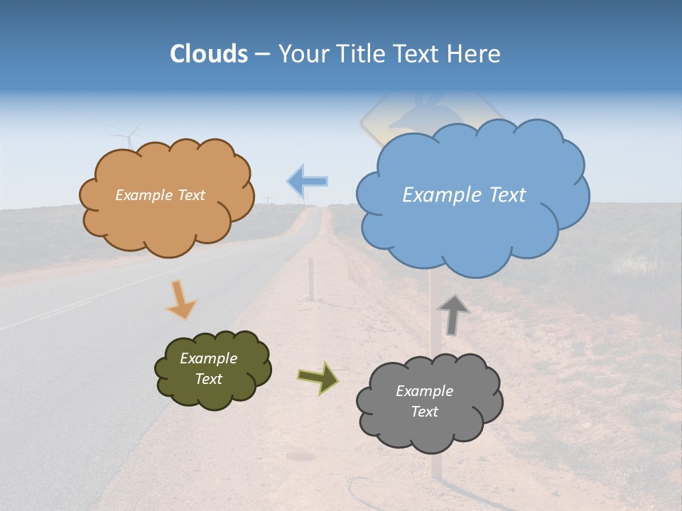 Warning Bandicoot Road Sign Standing Beside A Road In Western Australia. In Background Electric Generating Windmills. Australia PowerPoint Template