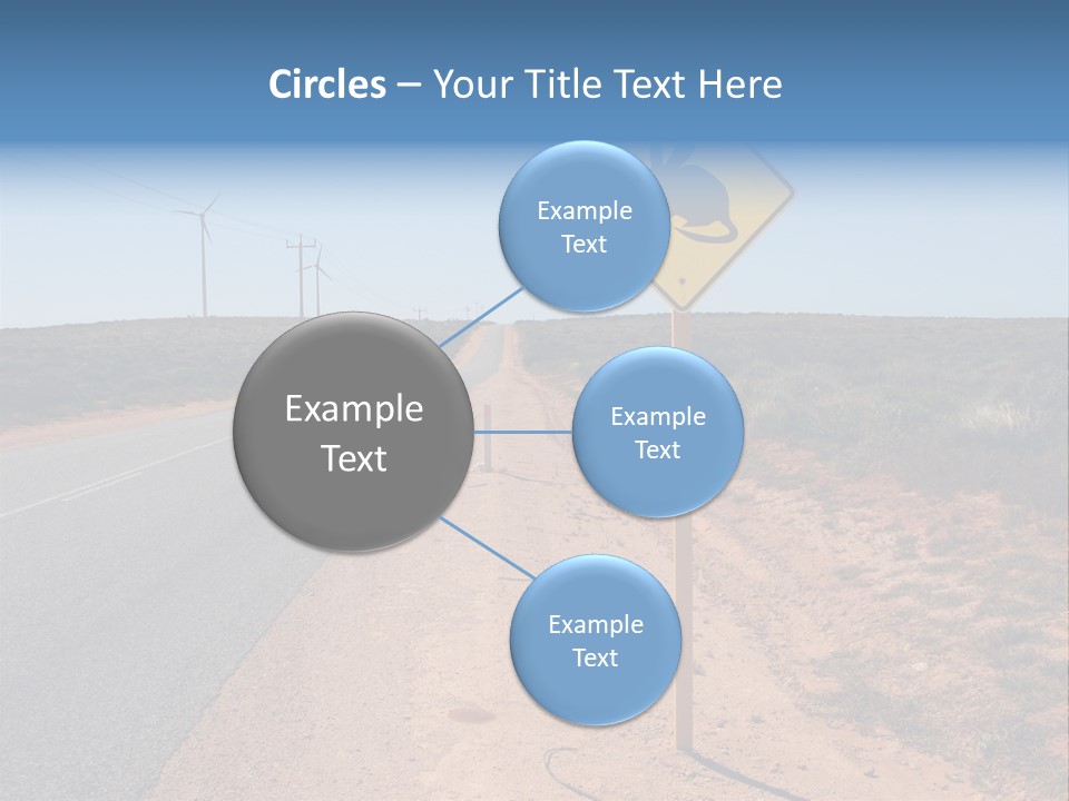 Warning Bandicoot Road Sign Standing Beside A Road In Western Australia. In Background Electric Generating Windmills. Australia PowerPoint Template