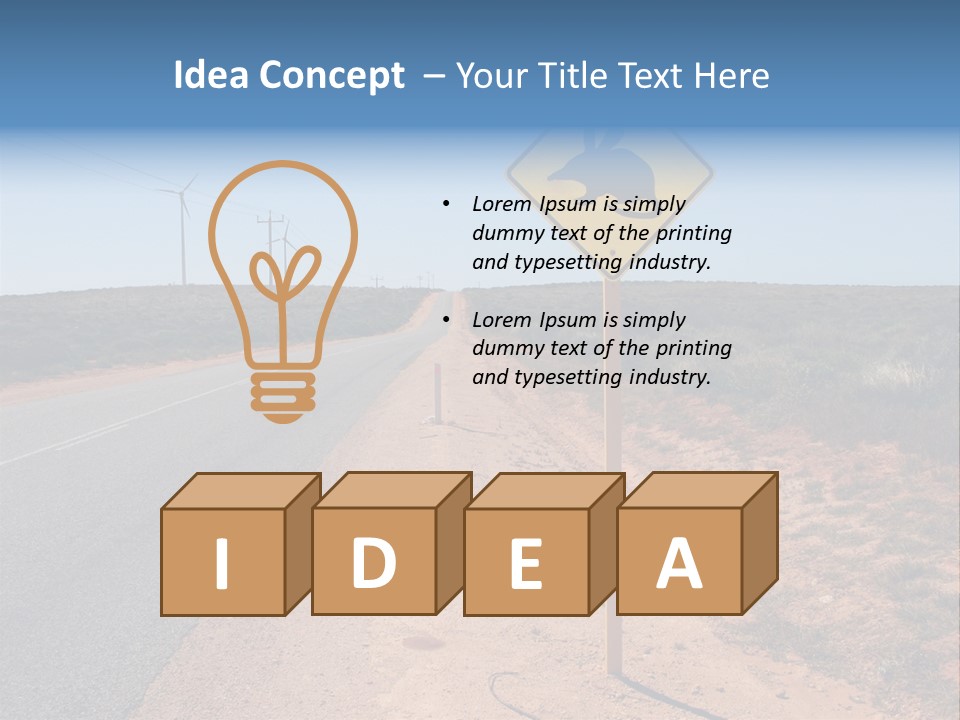 Warning Bandicoot Road Sign Standing Beside A Road In Western Australia. In Background Electric Generating Windmills. Australia PowerPoint Template